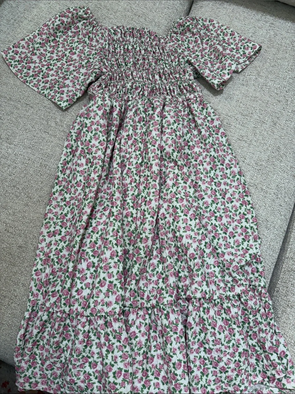 Persaya Pink and Green Floral Girls' Smocked Sundress
